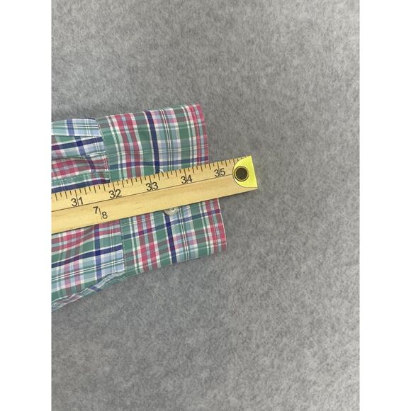 IZOD Dress Shirt Men's Size L Green Plaid Long Sleeve Cotton Blend Button Down‎ - Picture 7 of 7